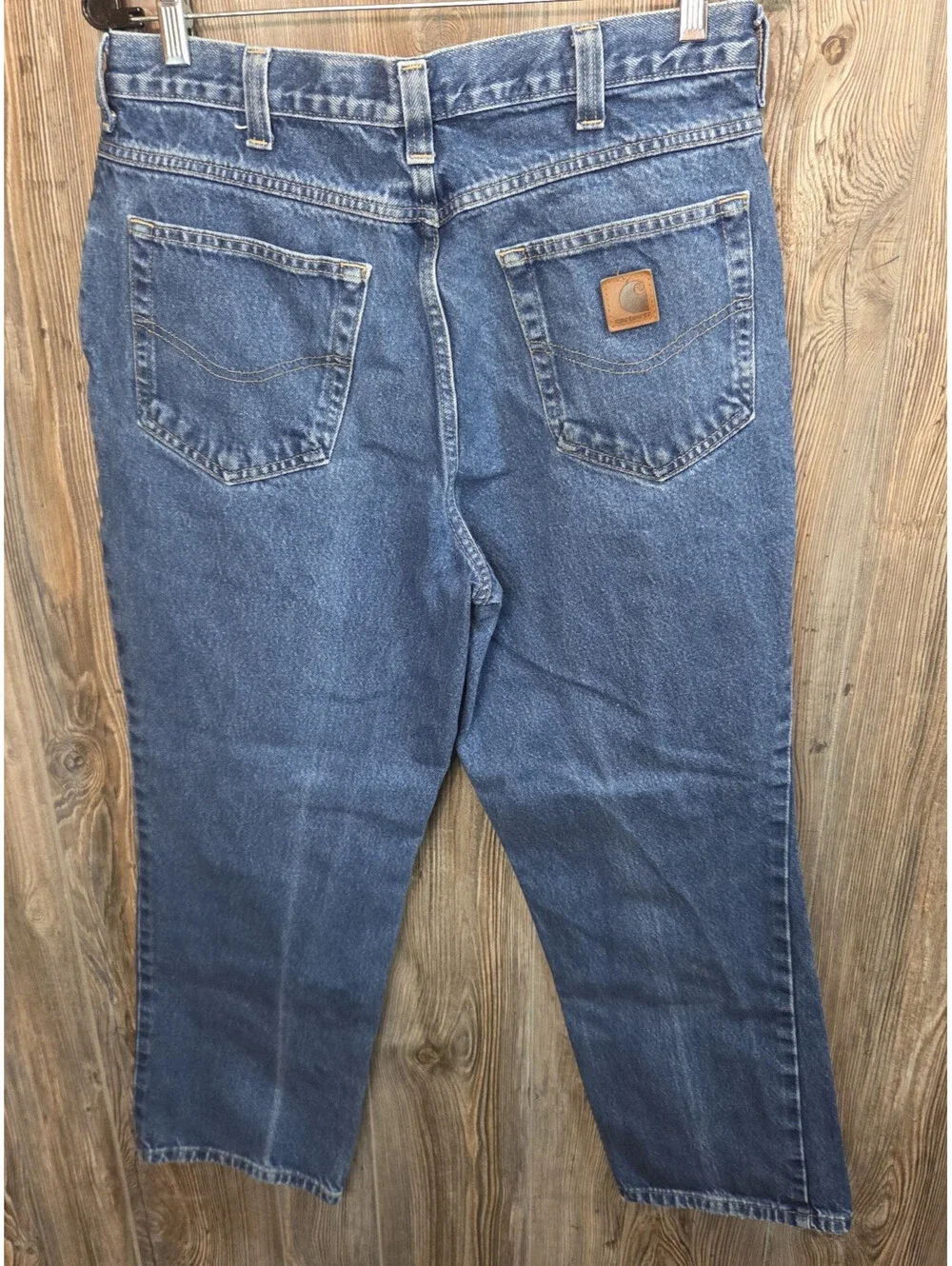 Carhartt 381-83 Denim Blue Jeans Size 32x28 Relaxed Fit Straight Leg Workwear